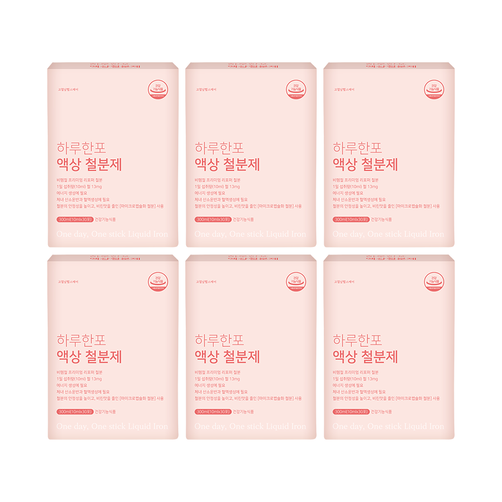 [5+1] 하루한포 액상 철분제 영양제 임산부 어린이 유아 돌 아기 비헴철 리포퍼 30포, 6개