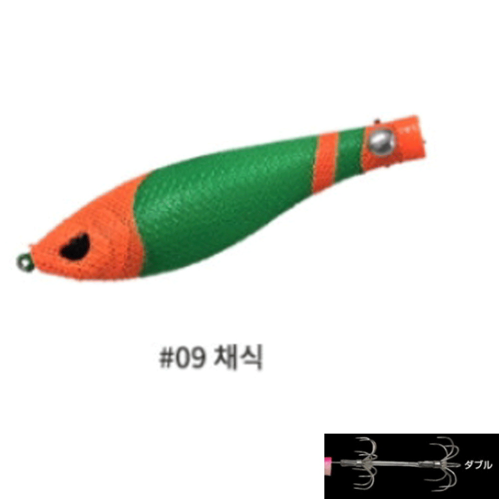 바다루어 칸지 타쿤 타코 수평 문어 채비 왕눈이 삼바리 에기 슷테 2단 훅 레드헤드그린, 10cm(4인치) - 상품 이미지