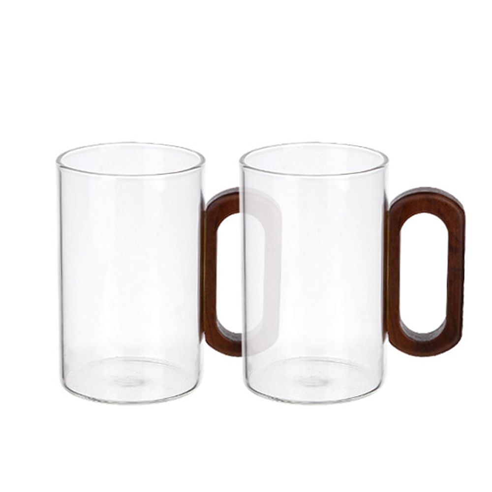 홈카페 내열유리 손잡이 머그컵 320ml, 2개, 오벌그립 투명 - 상세 이미지 5