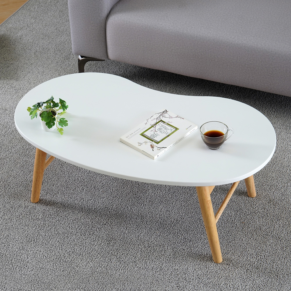 원목 접이식 좌식 테이블 거실 소파 좌탁 밥상 900x500mm, 화이트