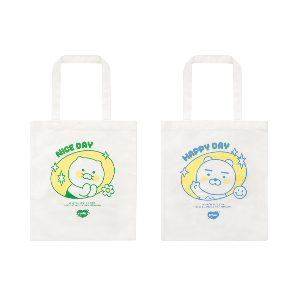 카카오프렌즈 세이치즈 심플 에코백 데일리 피크닉 나들이 가벼운 숄더백 단체선물 휴대용 : 로우니네