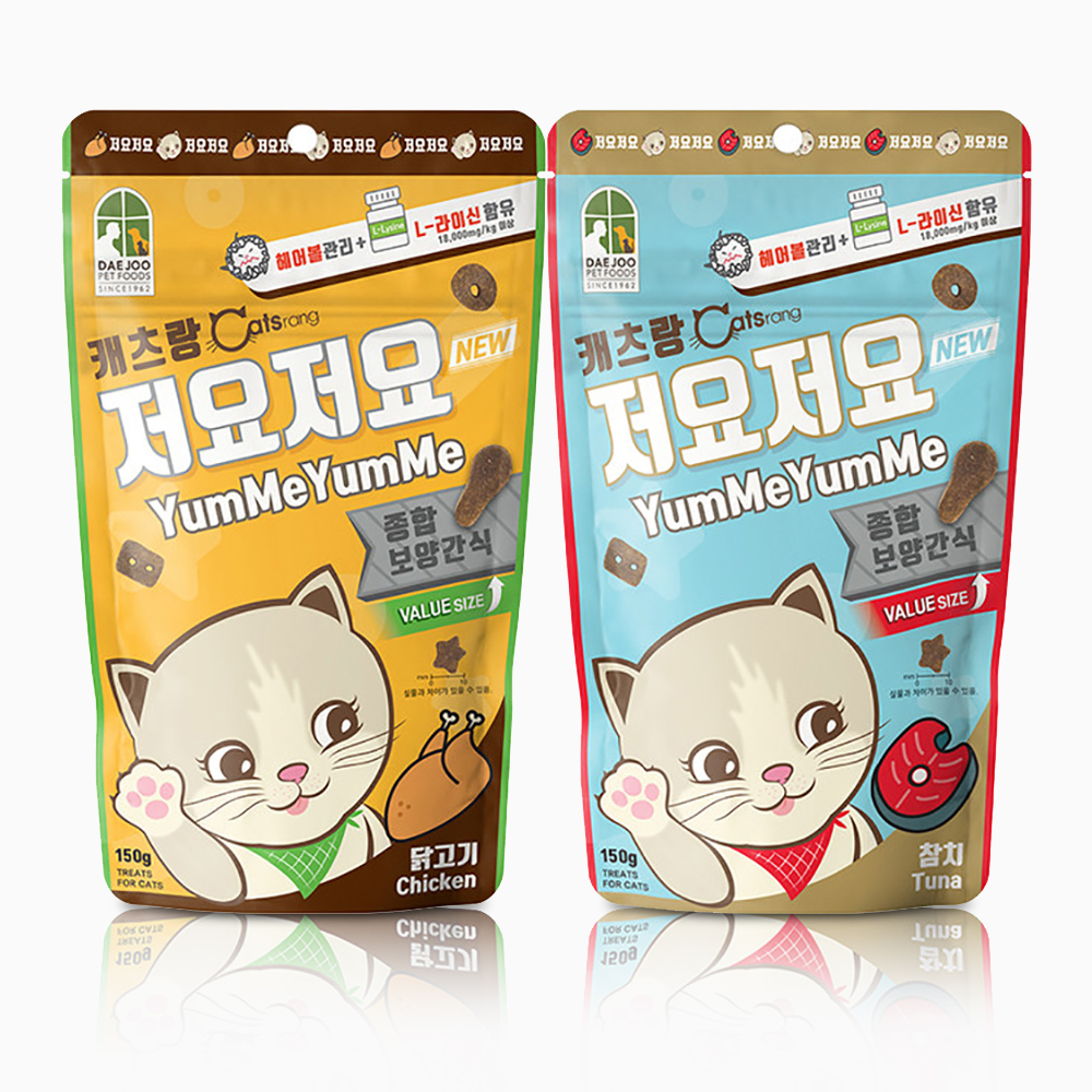 1+1 캐츠랑 저요저요 닭고기 참치 150g 고양이 치석제거 이빨과자 간식 제품 이미지
