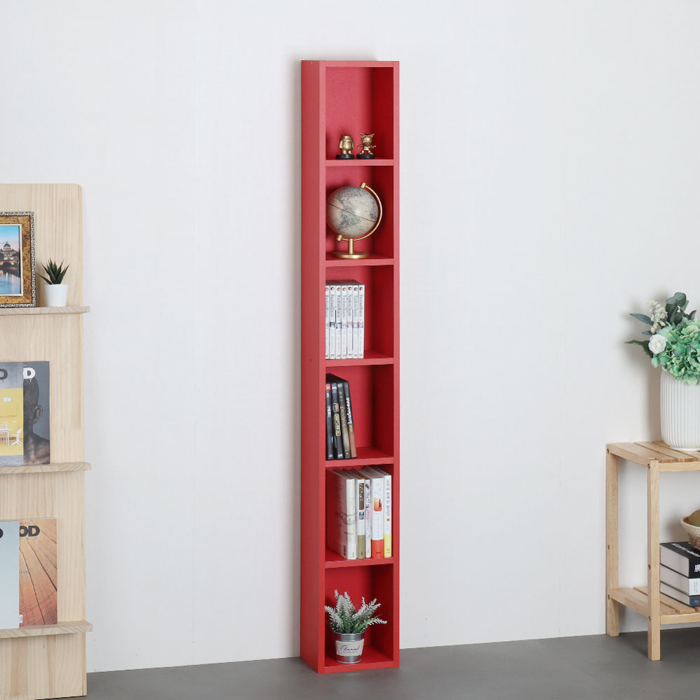 타워형 틈새 DVD수납장 200x150x1500mm, 6단, 레드