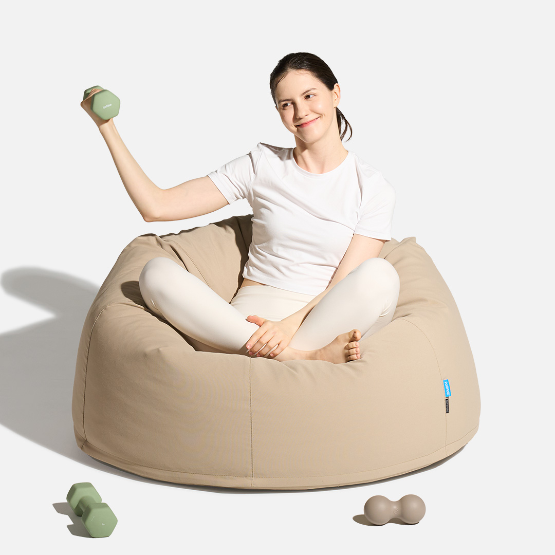 폴리몰리 빈백소파 1인용 904P 실내외 겸용 독서 수유 쇼파, 아몬드 베이지 (메시속커버)