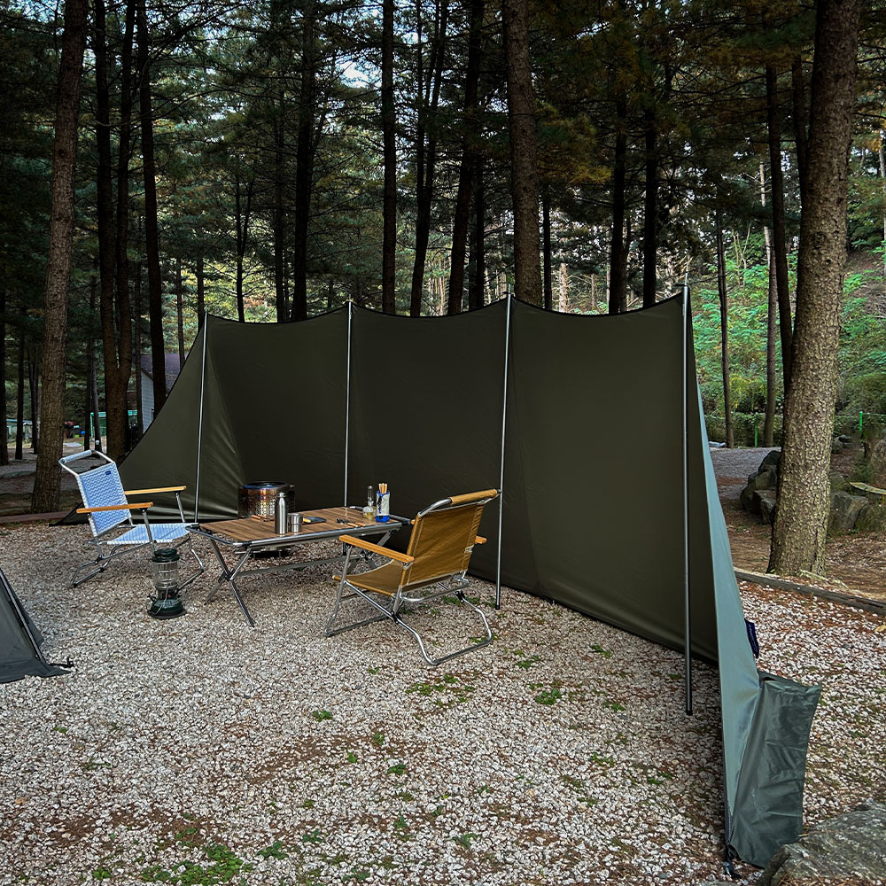 블루폴 하버 윈드스크린 캠핑 타프 사이드월 바람막이 자립형 사이트 가림막 720x160cm, 카키