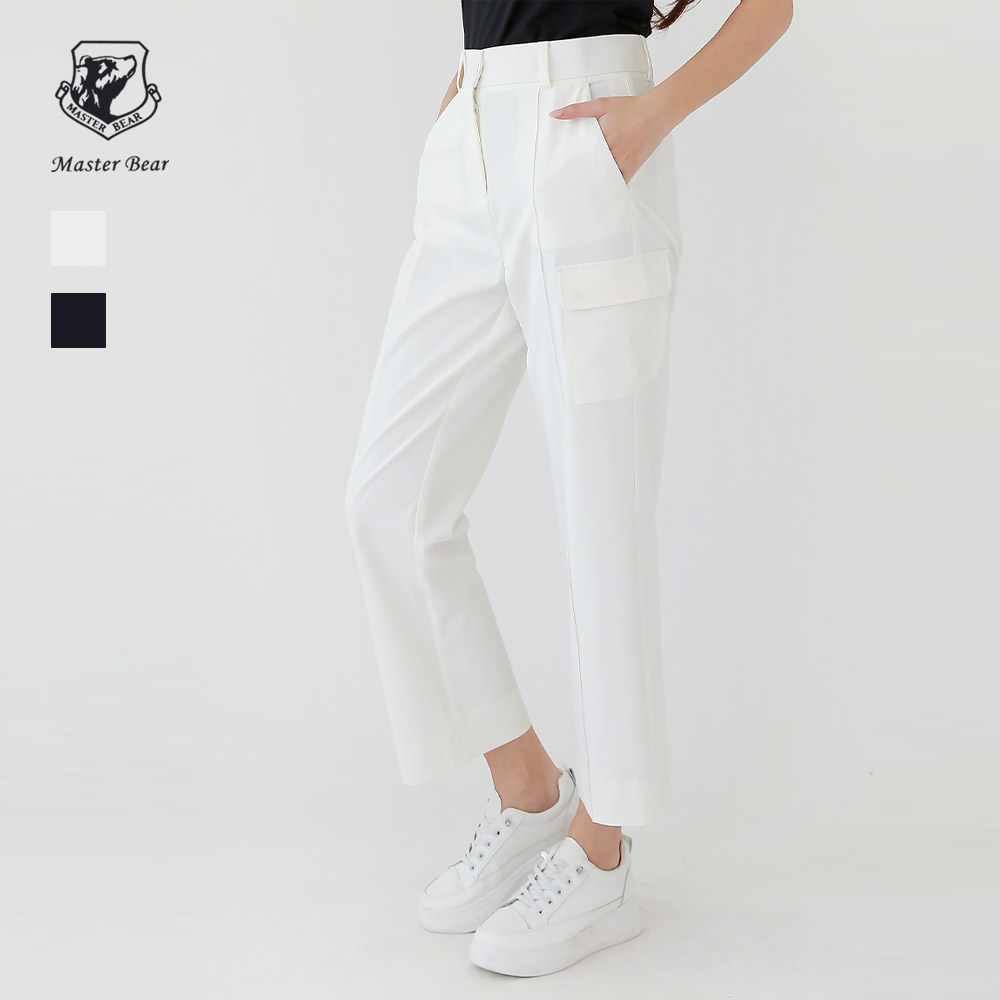 화이트베어 허리밴딩 스판 여성 9부 골프바지 WB718