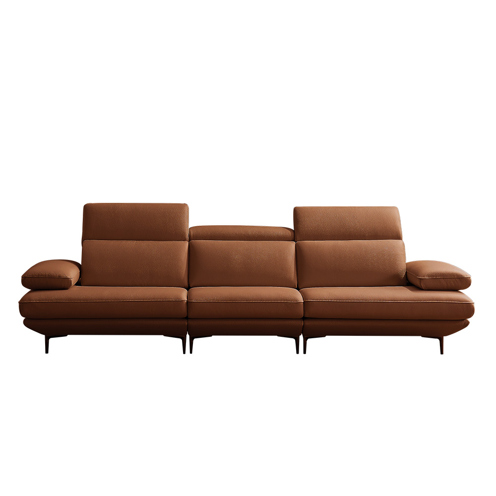 쉐우드가구 모담 이태리 천연통가죽 팔걸이 모듈형 스윙소파 크림, 3인용