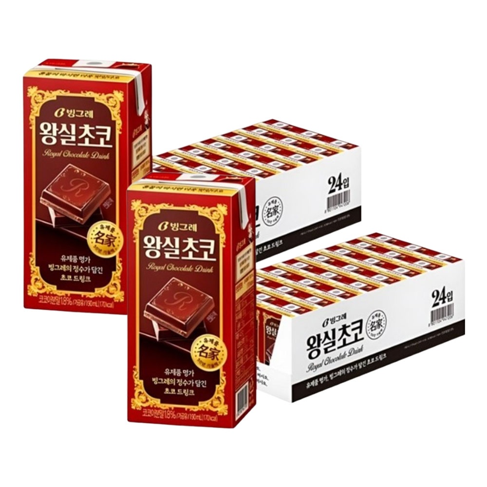 빙그레 왕실 초코 우유 190ml 48팩 초콜릿 멸균우유 초코우유