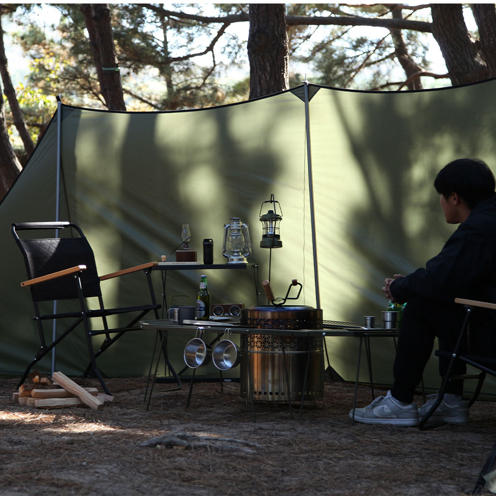 블루폴 하버 윈드스크린 캠핑 타프 사이드월 바람막이 자립형 사이트 가림막 720x160cm, 블랙