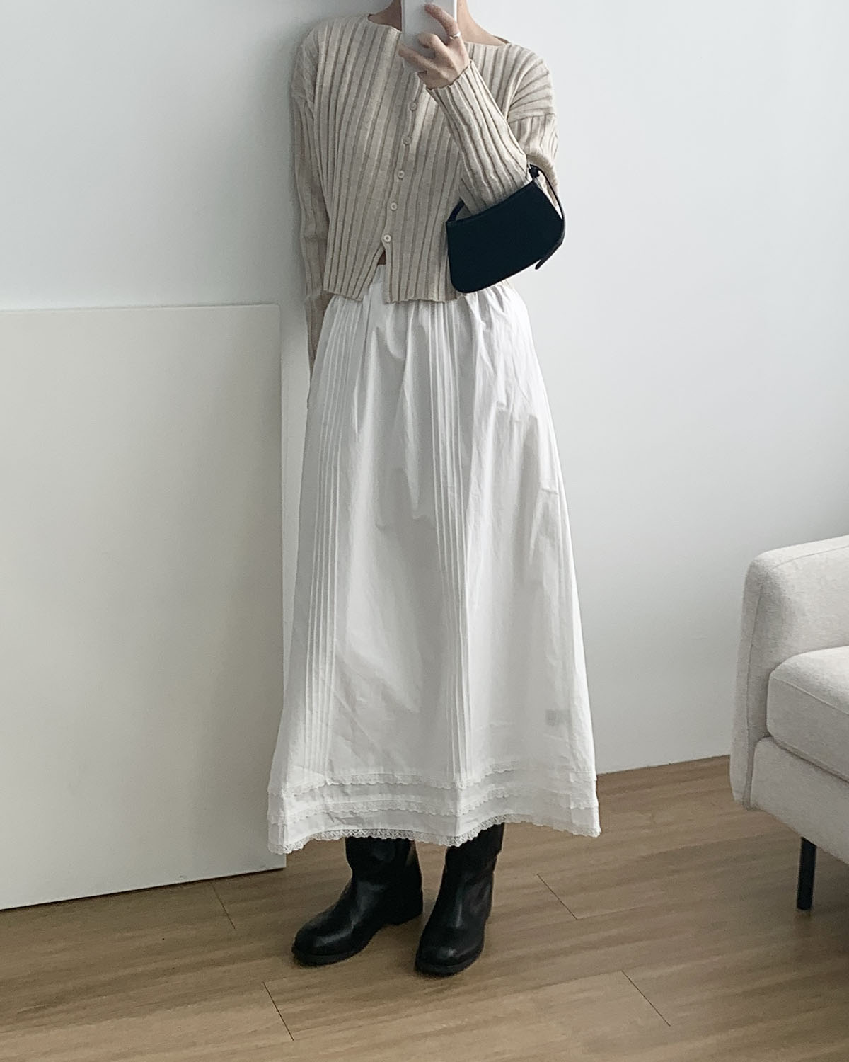 립 니트 골지 가디건 크롭카디건 레이온니트 웨어링무드 (4c) - 상세 이미지 5