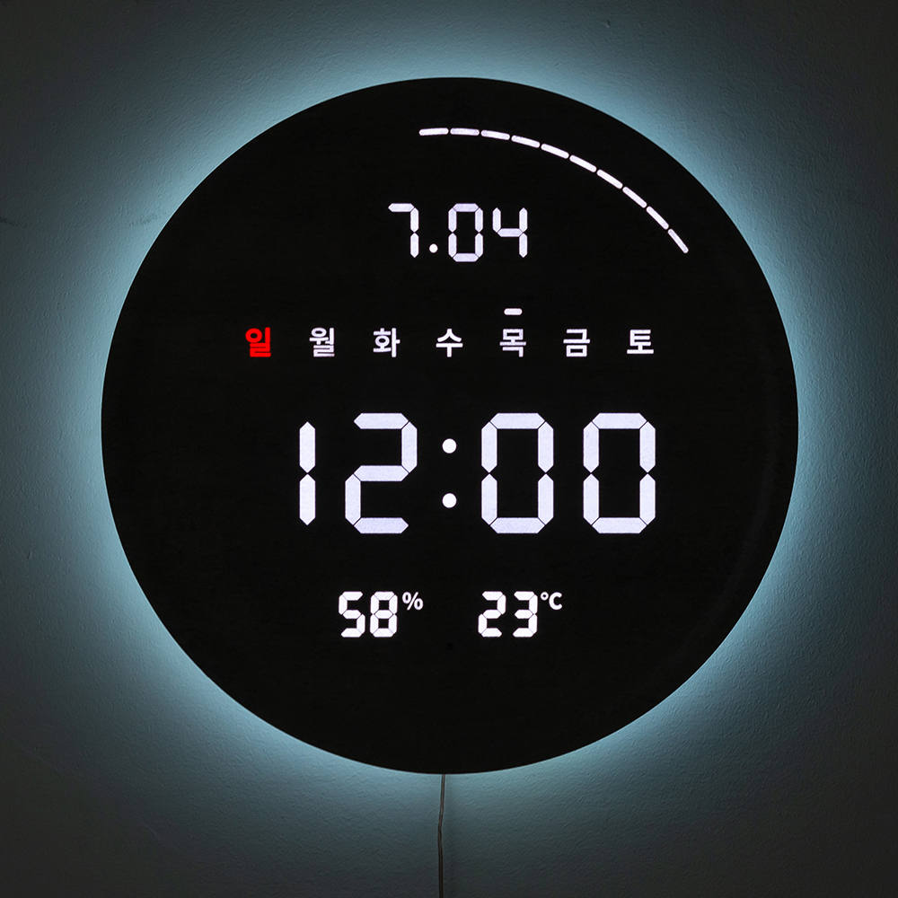 플라이토 3세대 백라이트 터닝 플랫 원형 온습도 LED 벽시계 29cm - 상세 이미지 3