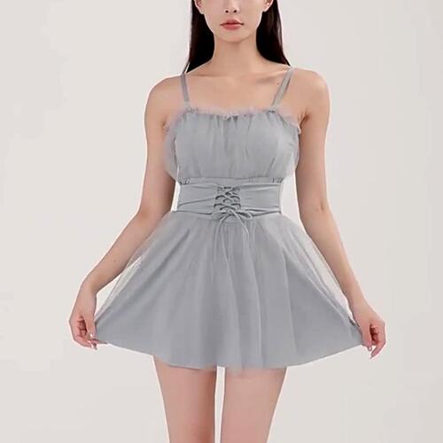 쉬폰 코르셋 치마 수영복 비치웨어 럭셔리 모노키니 여신 - 상세 이미지 2