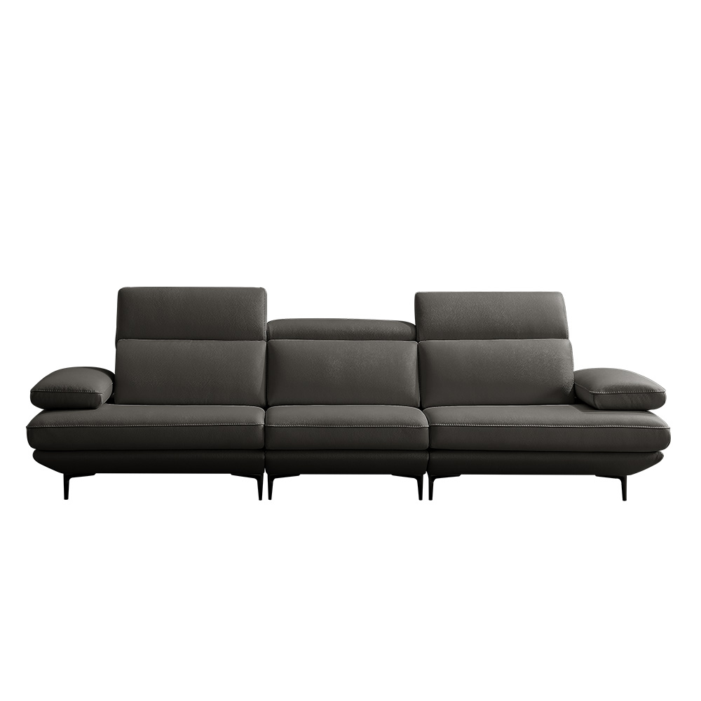 쉐우드가구 모담 이태리 천연통가죽 팔걸이 모듈형 스윙소파 크림, 3인용