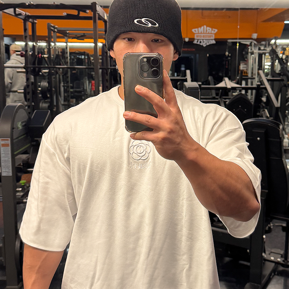 MAVRK(매버릭), (박세현 선수 착용) M-플라워 자수 오버핏 티셔츠 (2COLOR) - 상세 이미지 2