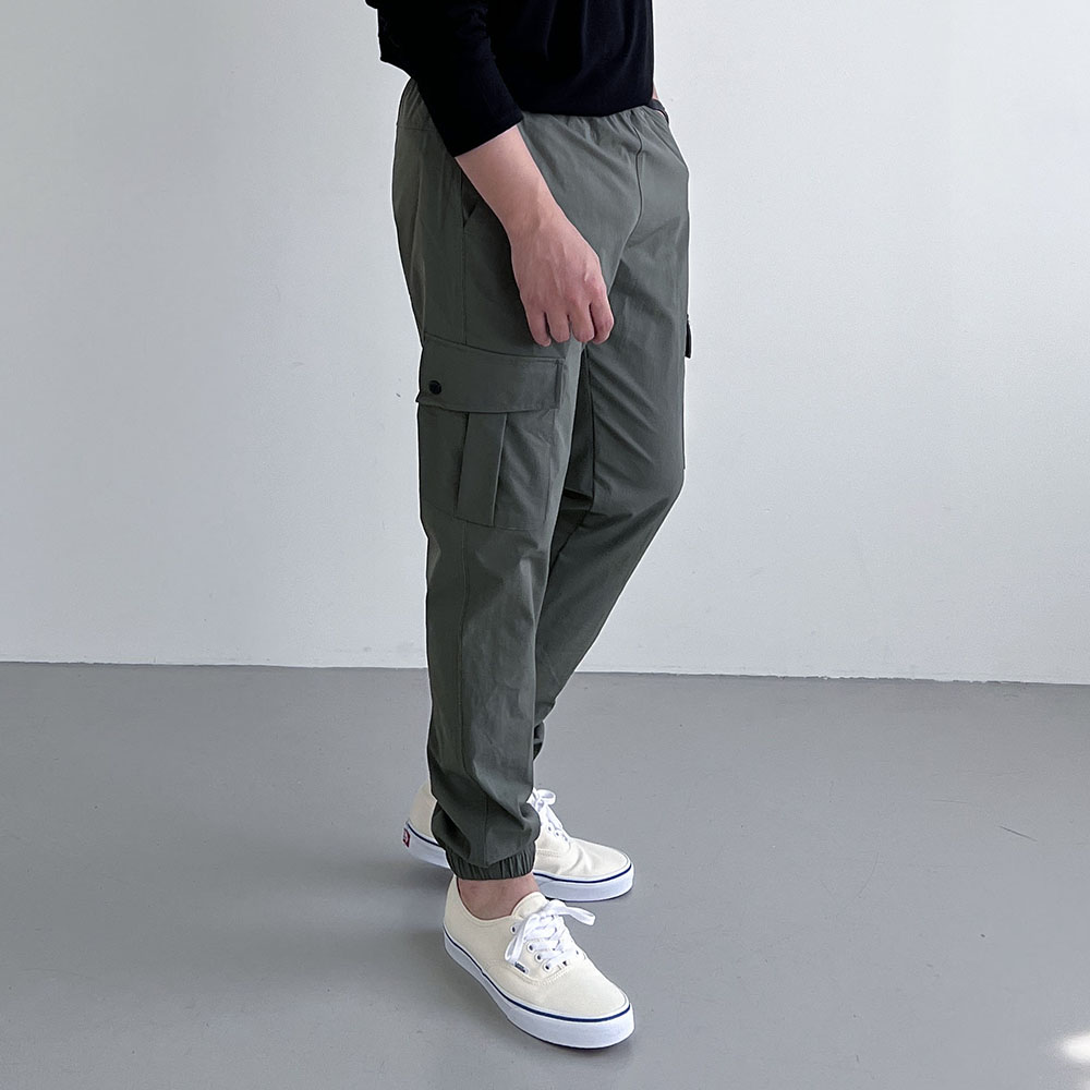 남자 테이퍼드핏 카고조거팬츠 고프코어 카고바지 밴딩 면 스판 빅사이즈 봄 가을 - 상품 이미지