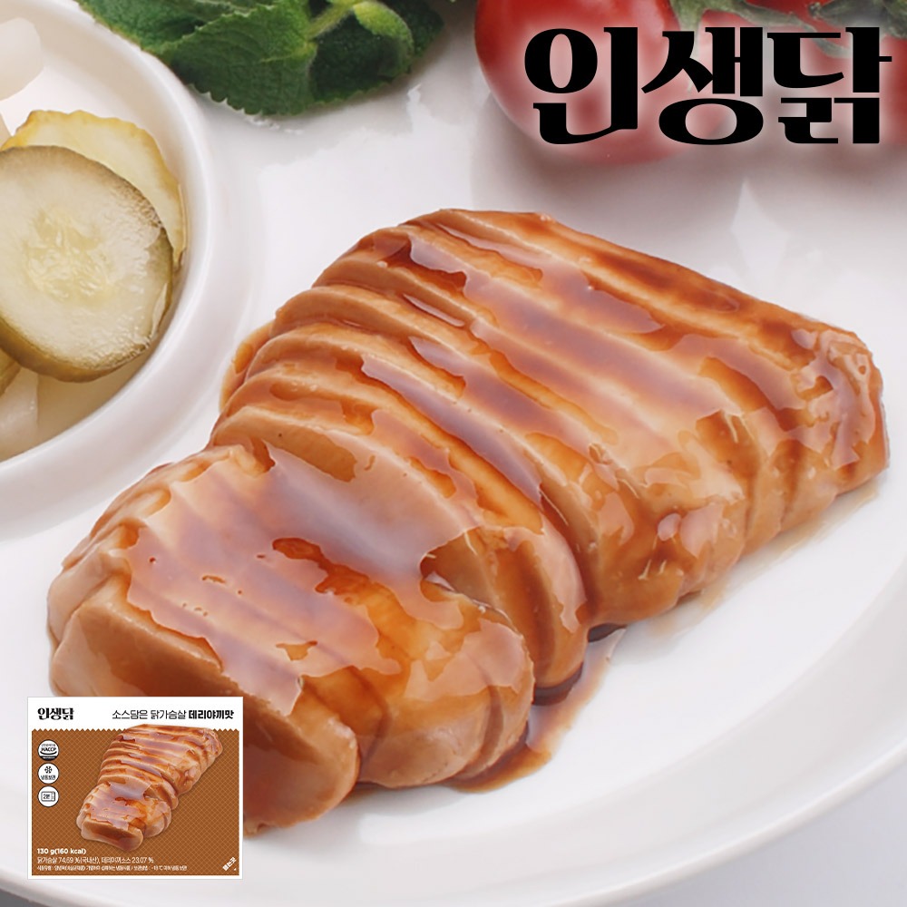 인생닭 소스담은 닭가슴살 슬라이스 데리야끼맛, 130g, 30개