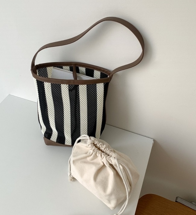 가벼운 경량 그물 원통 버킷 숄더백 데일리 캐쥬얼 여름 뜨개 라탄가방