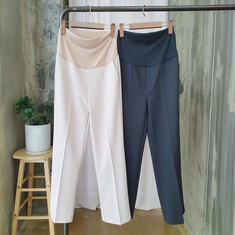 디라인 임산부 슬랙스 임부 바지 일자 오피스룩 데일리 팬츠 2color - 상품 이미지