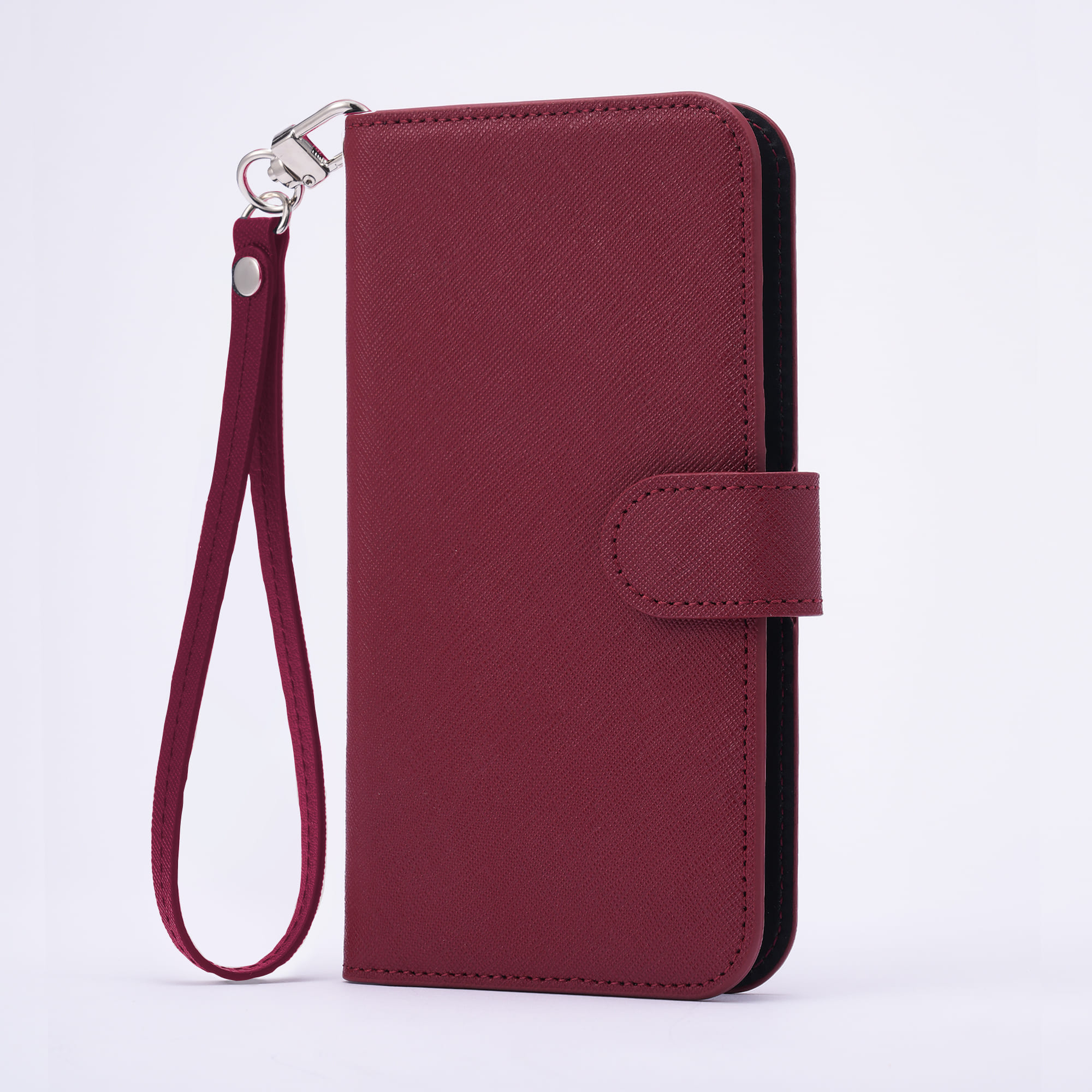 168cm 아이폰 맥세이프 다이어리 카드 지갑 사피아노 소가죽 케이스 레드, 아이폰 (전 기종 호환) - 상품 이미지