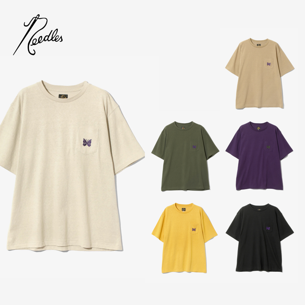 니들스 S/S Papillon 코튼 져지 엠블럼 포켓 티셔츠 QV357 - 상품 이미지