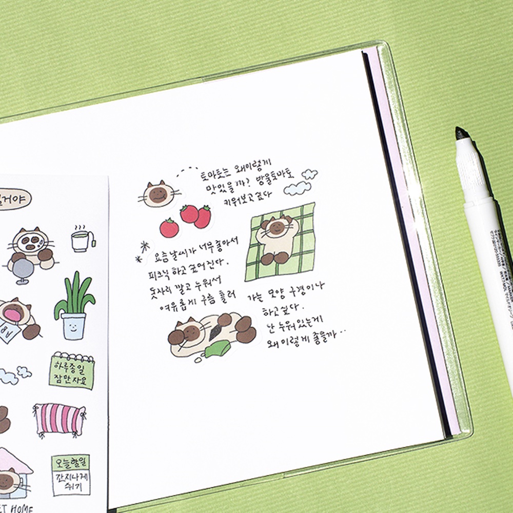 빙글빙글 리무버블 스티커팩 5장 고양이 일상 다꾸 스티커 폰꾸 탑꾸 - 상세 이미지 5