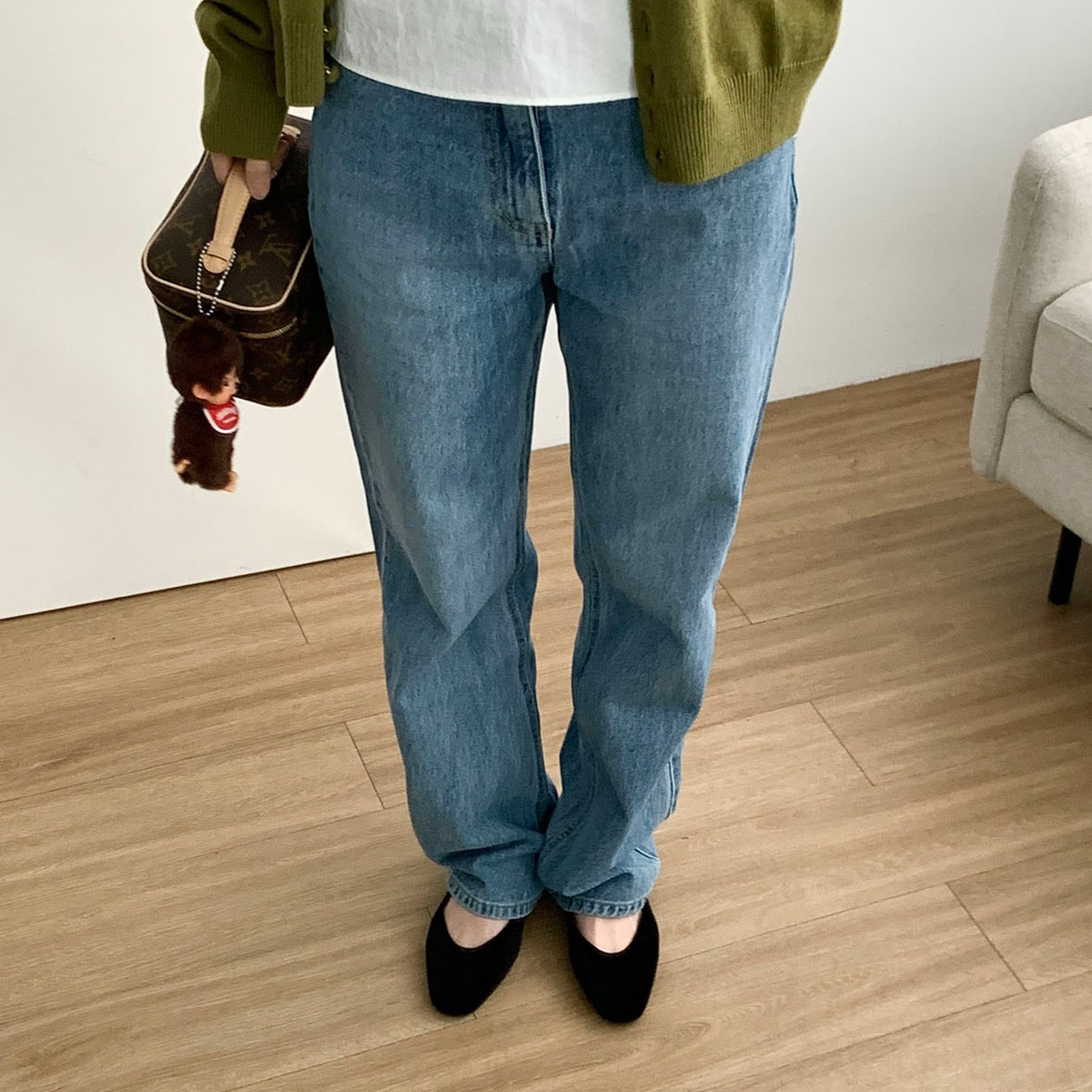 [SL당일] 드온도 리오셀 중청 데님 일자핏 청바지 - 상품 이미지
