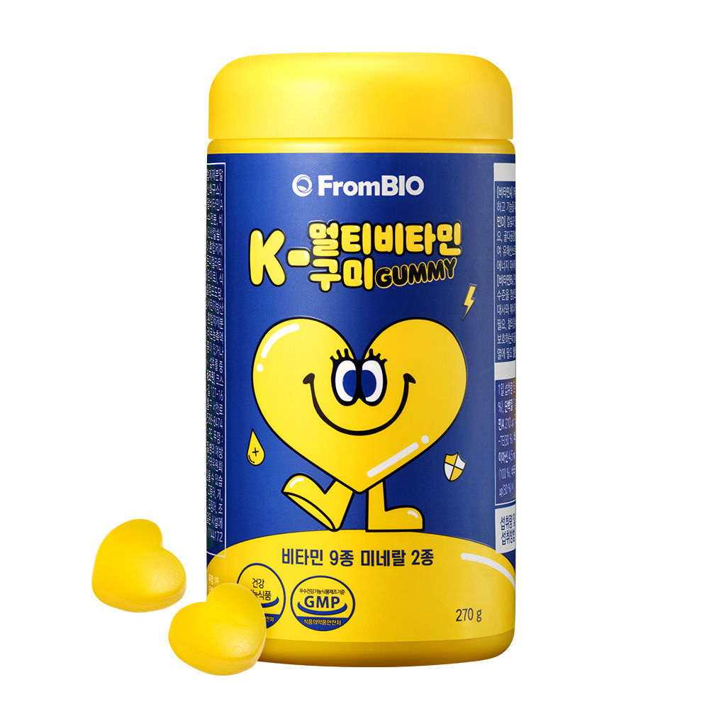 프롬바이오 K-멀티비타민 구미 젤리 90구미x1병 무설탕 당류제로 어린이 성인 가족
