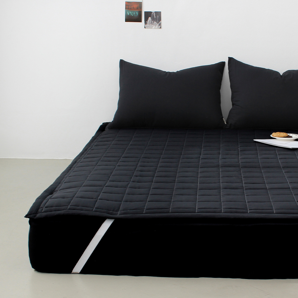 부드러운 아멜리 워싱 고정밴딩 침대패드 미드나잇 블랙, DK(더블킹)