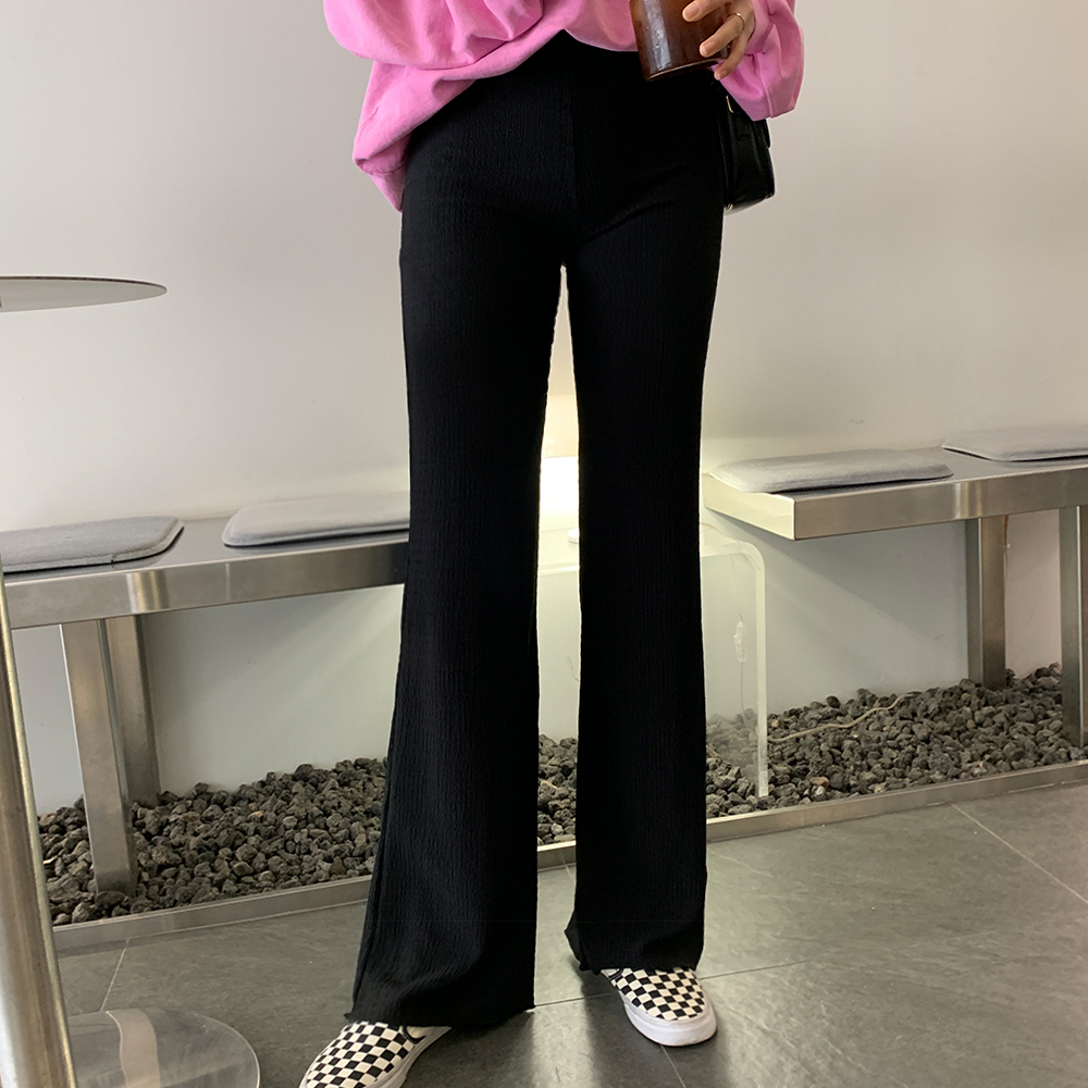 네레츠 주름 세미 부츠컷 밴딩 팬츠 - 상품 이미지