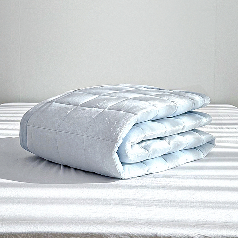 포근한 윈터테일 겨울 밍크 극세사 고정밴딩 침대패드 세레니티 블루, Q(퀸)