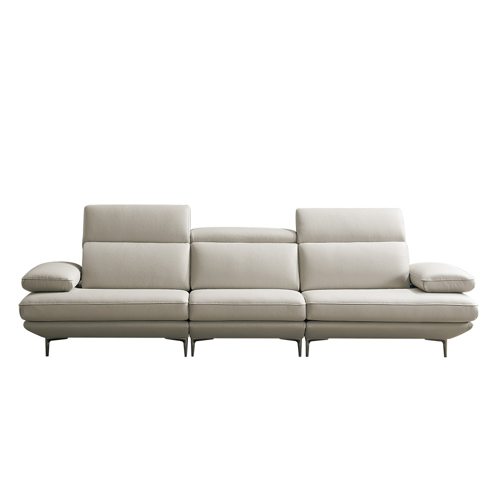 쉐우드가구 모담 이태리 천연통가죽 팔걸이 모듈형 스윙소파 크림, 3인용