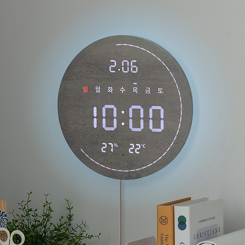 플라이토 3세대 백라이트 터닝 플랫 원형 온습도 LED 벽시계 29cm - 상세 이미지 5
