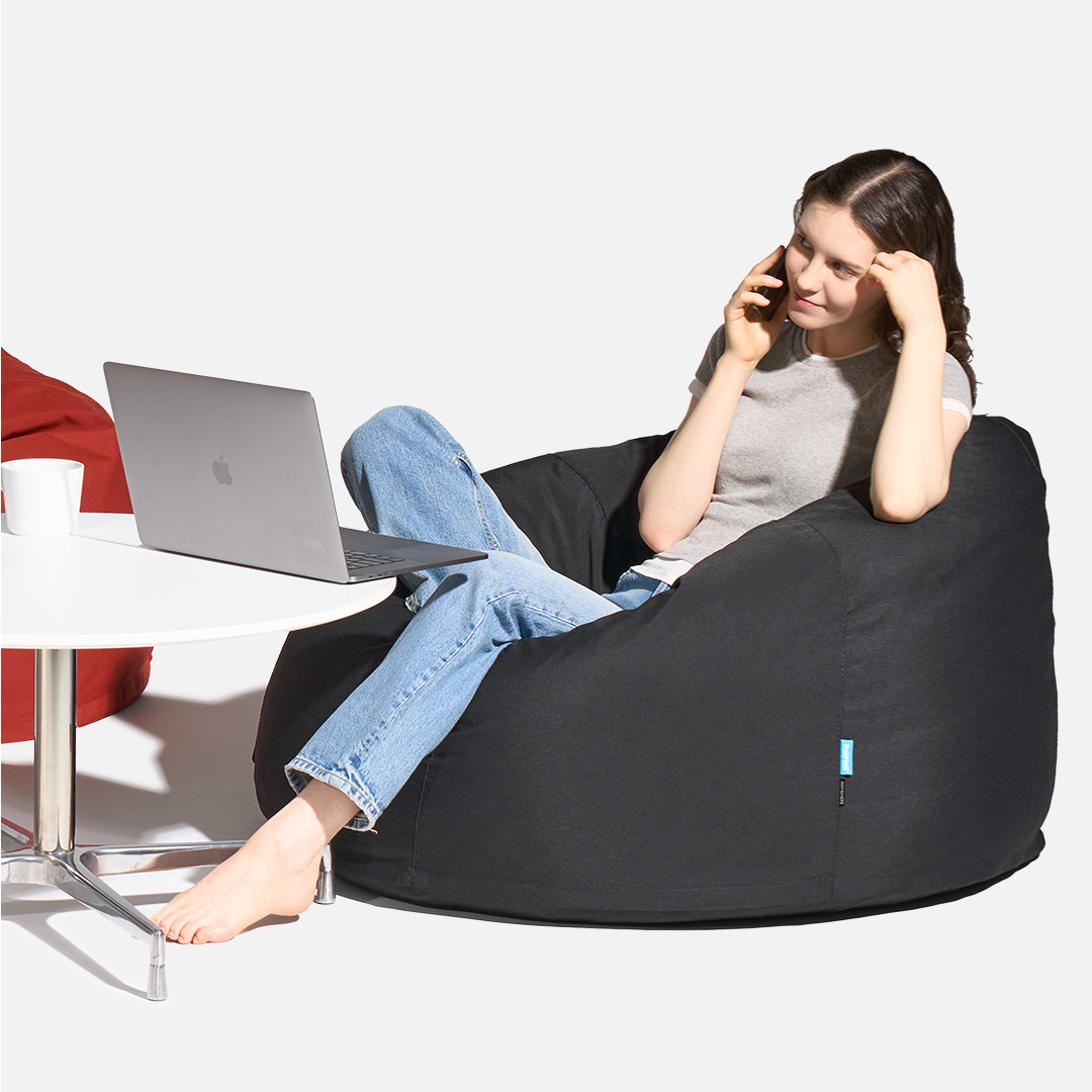 폴리몰리 빈백소파 1인용 904P 실내외 겸용 독서 수유 쇼파, 시크 블랙 (메시속커버)