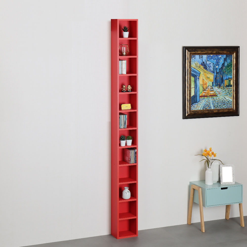 타워형 틈새 CD수납장 200x150x1500, 9단, 레드