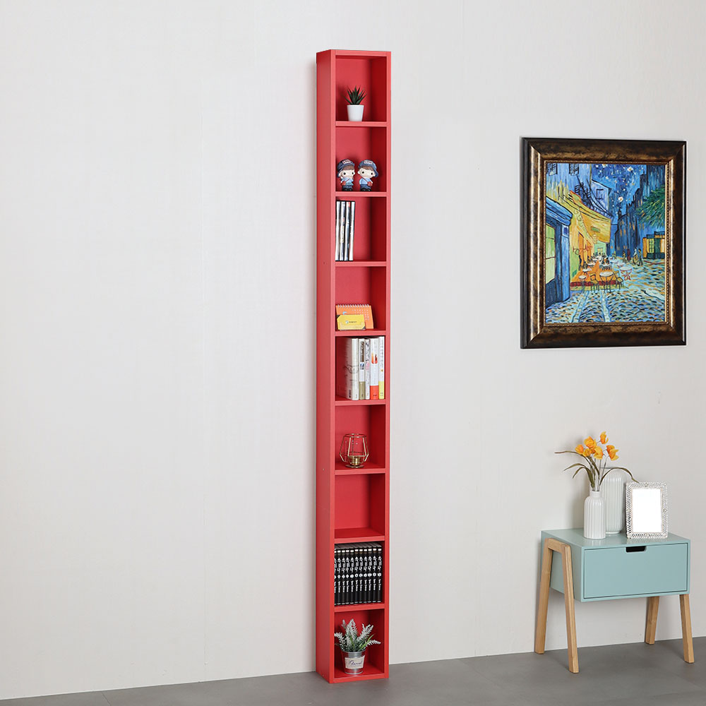 타워형 틈새 DVD수납장 200x150x2000mm, 9단, 레드 - 상품 이미지