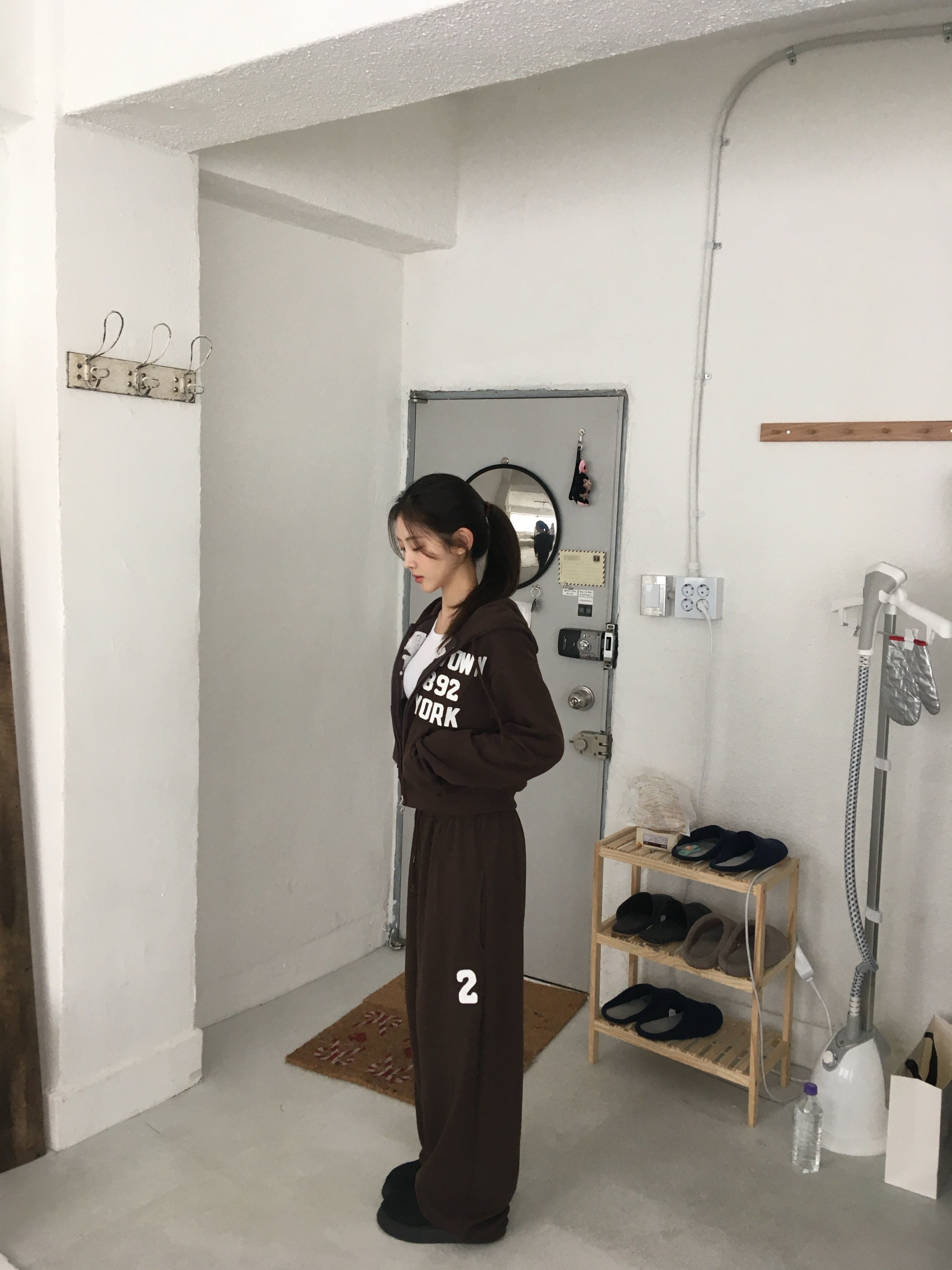 [pants/골반볼륨핏] 패치 롱 와이드 트레이닝팬츠 트레이닝셋업 세트 (3col) 상세 이미지 16