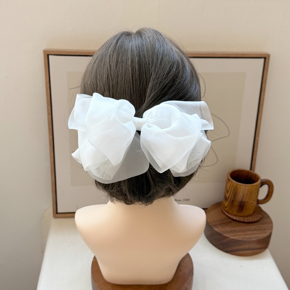 하늘하늘풍성 쉬폰리본핀 왕리본 반묶음 예쁜헤어핀 삔 - 상품 이미지