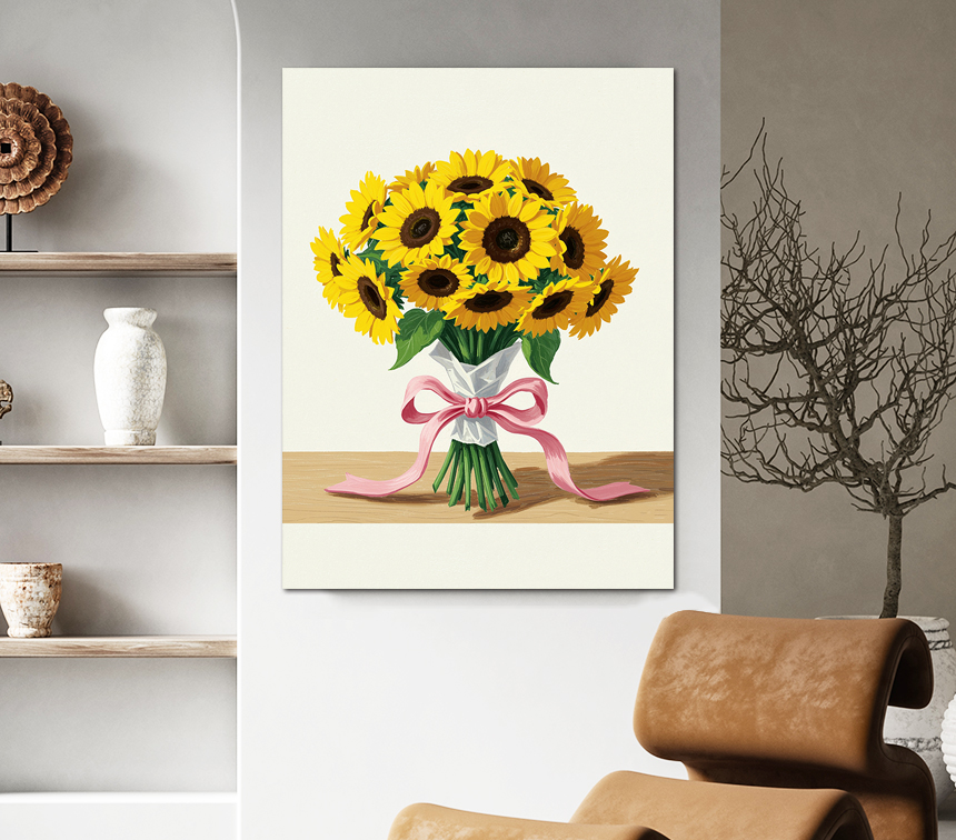 해바라기 선물 그림 달항아리 액자 거실 카페 집들이 개업 소형 이미지 8