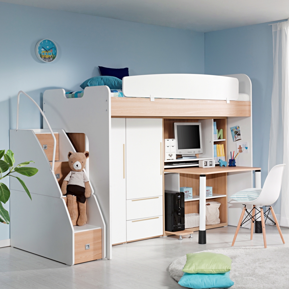 동서가구 컨셉트MU-E121 수납형계단 벙커침대 정면책상 옷장2세트 DF903040
