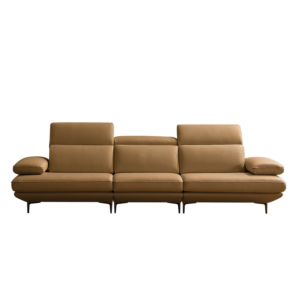 쉐우드가구 모담 이태리 천연통가죽 팔걸이 모듈형 스윙소파 크림, 3인용