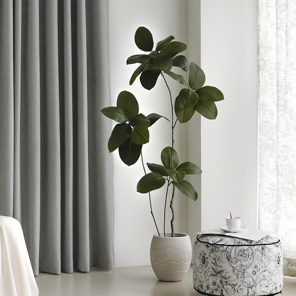 리얼한 인도 고무나무 인테리어 인조목 플랜테리어 조화 나무 화분 카페 거실 조경 A 130cm