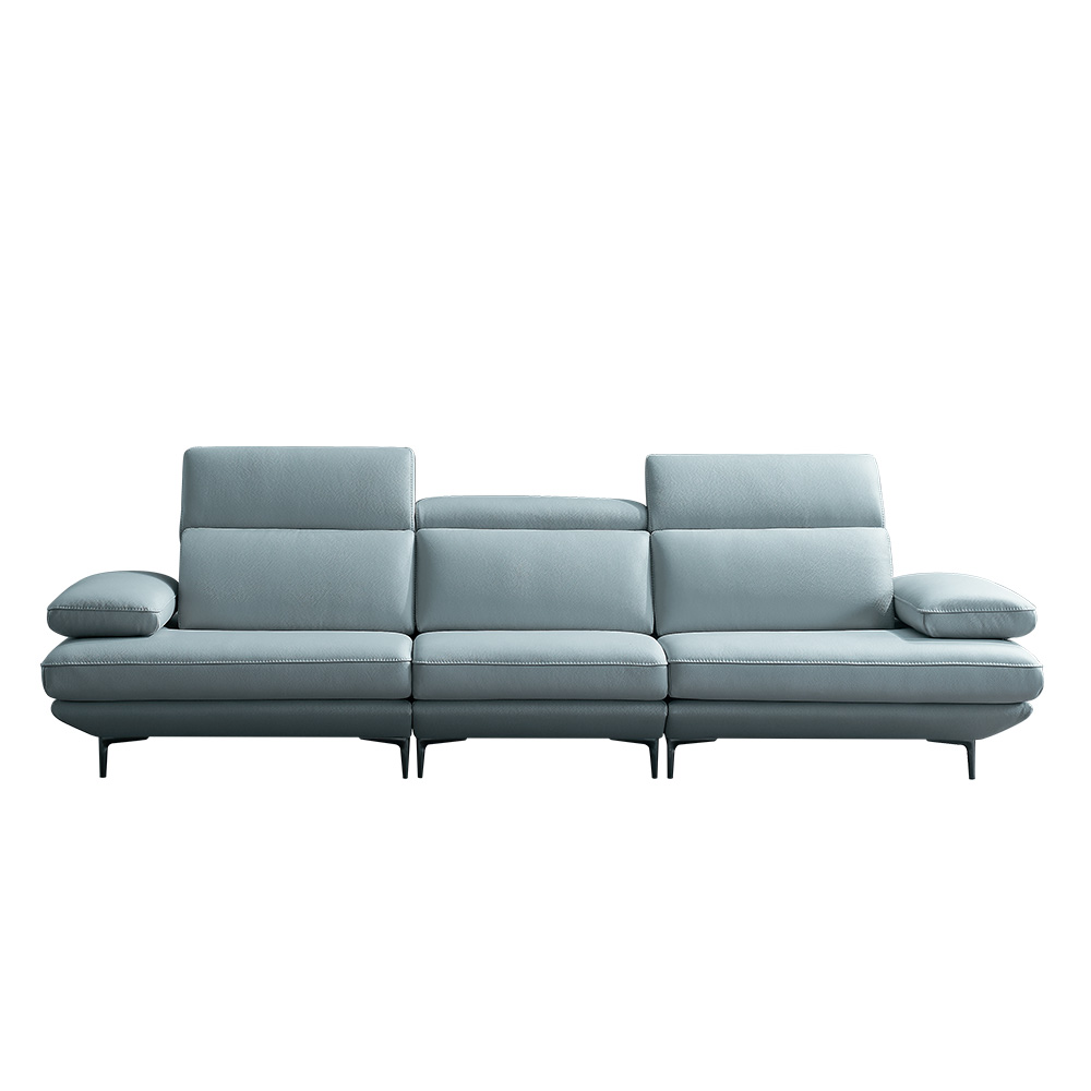 쉐우드가구 모담 이태리 천연통가죽 팔걸이 모듈형 스윙소파 크림, 3인용