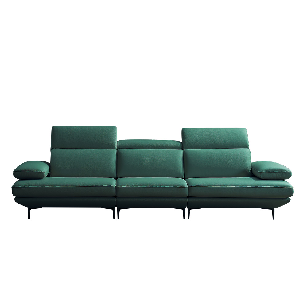 쉐우드가구 모담 이태리 천연통가죽 팔걸이 모듈형 스윙소파 크림, 3인용