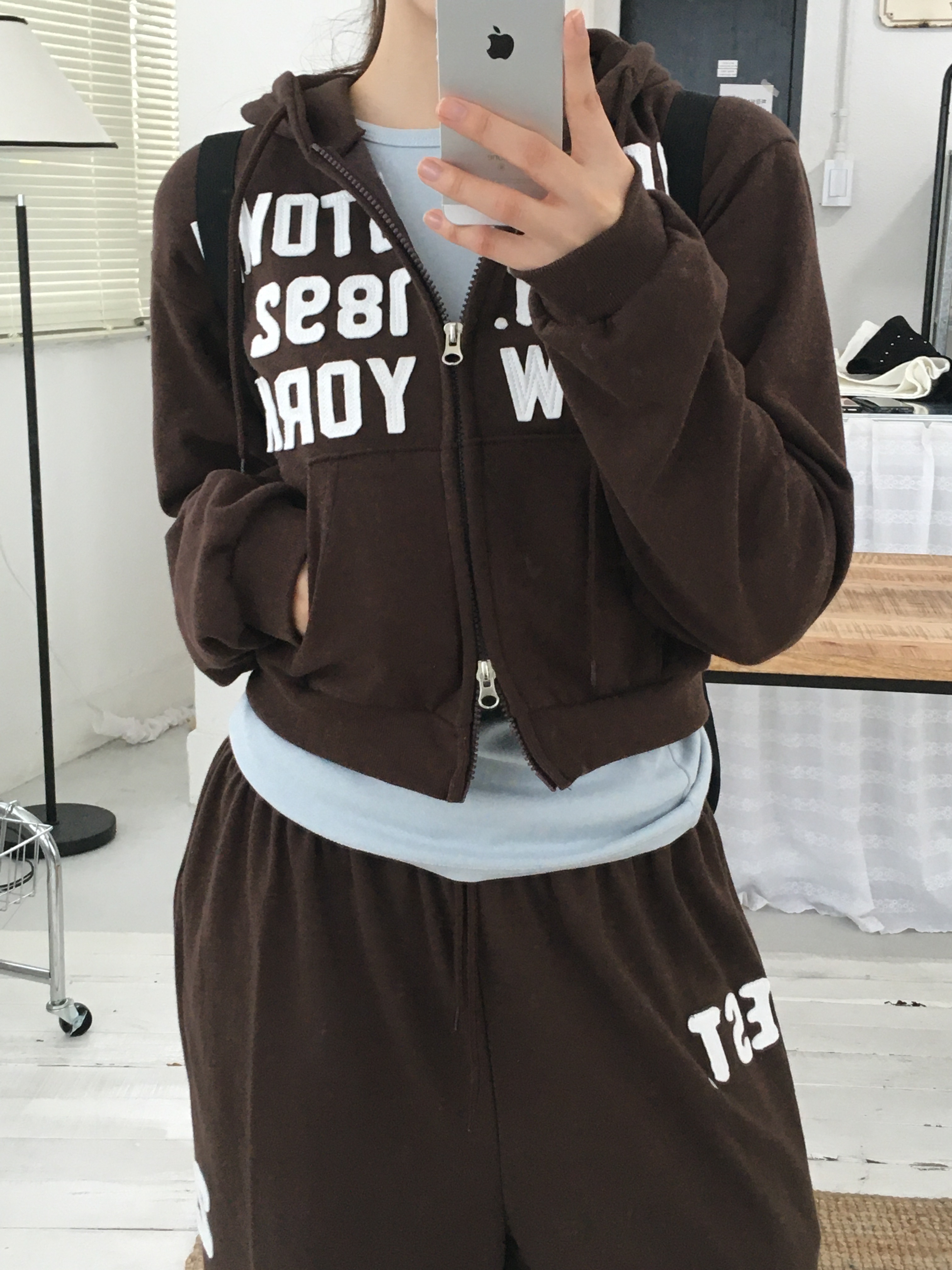 [pants/골반볼륨핏] 패치 롱 와이드 트레이닝팬츠 트레이닝셋업 세트 (3col) 상세 이미지 10