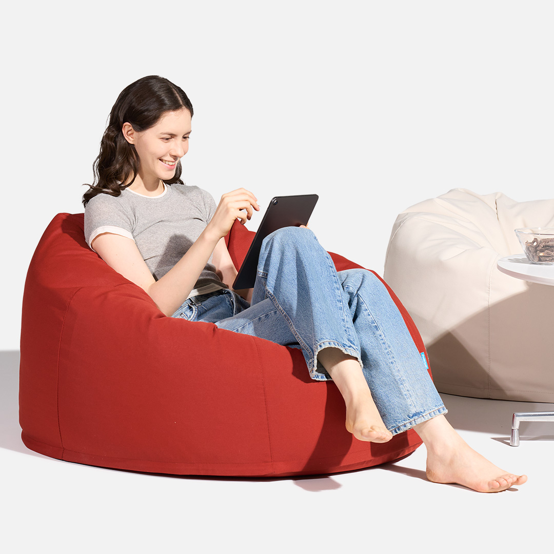 폴리몰리 빈백소파 1인용 904P 실내외 겸용 독서 수유 쇼파, 브릭 레드 (메시속커버)