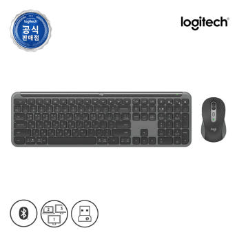 [슈퍼적립] 로지텍코리아 공식 시그니처 MK950 콤보 슬림 무선 키보드 마우스 세트 그래파이트, 팬터그래프
