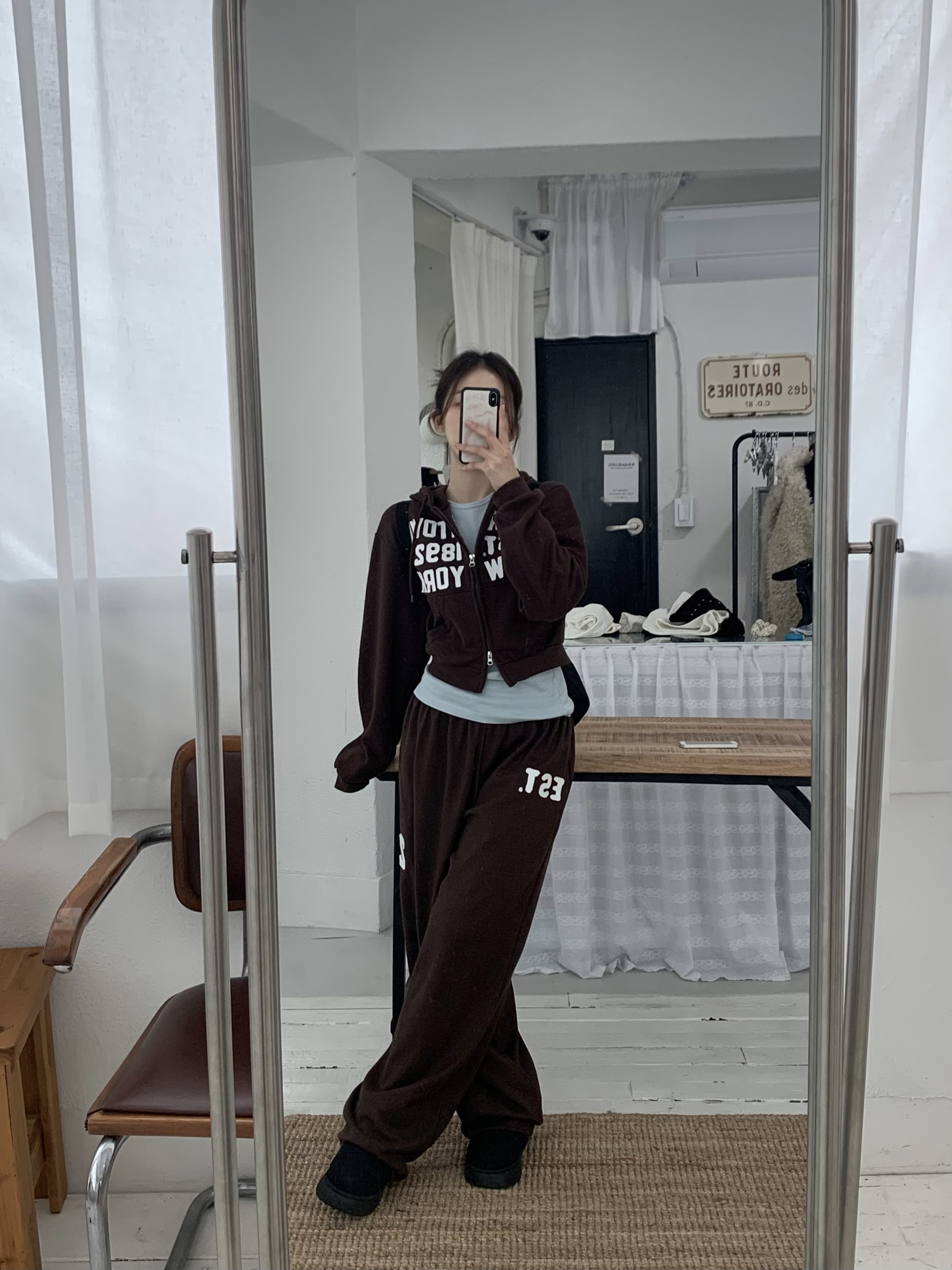 [pants/골반볼륨핏] 패치 롱 와이드 트레이닝팬츠 트레이닝셋업 세트 (3col) 상세 이미지 15