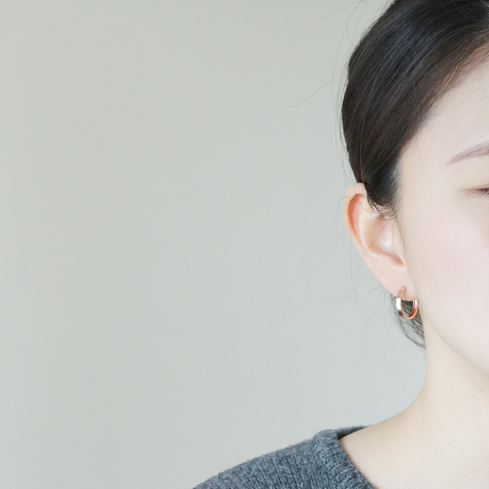 14K 18K 평자 원터치 링 금 귀걸이 미니 데일리 - 상세 이미지 5