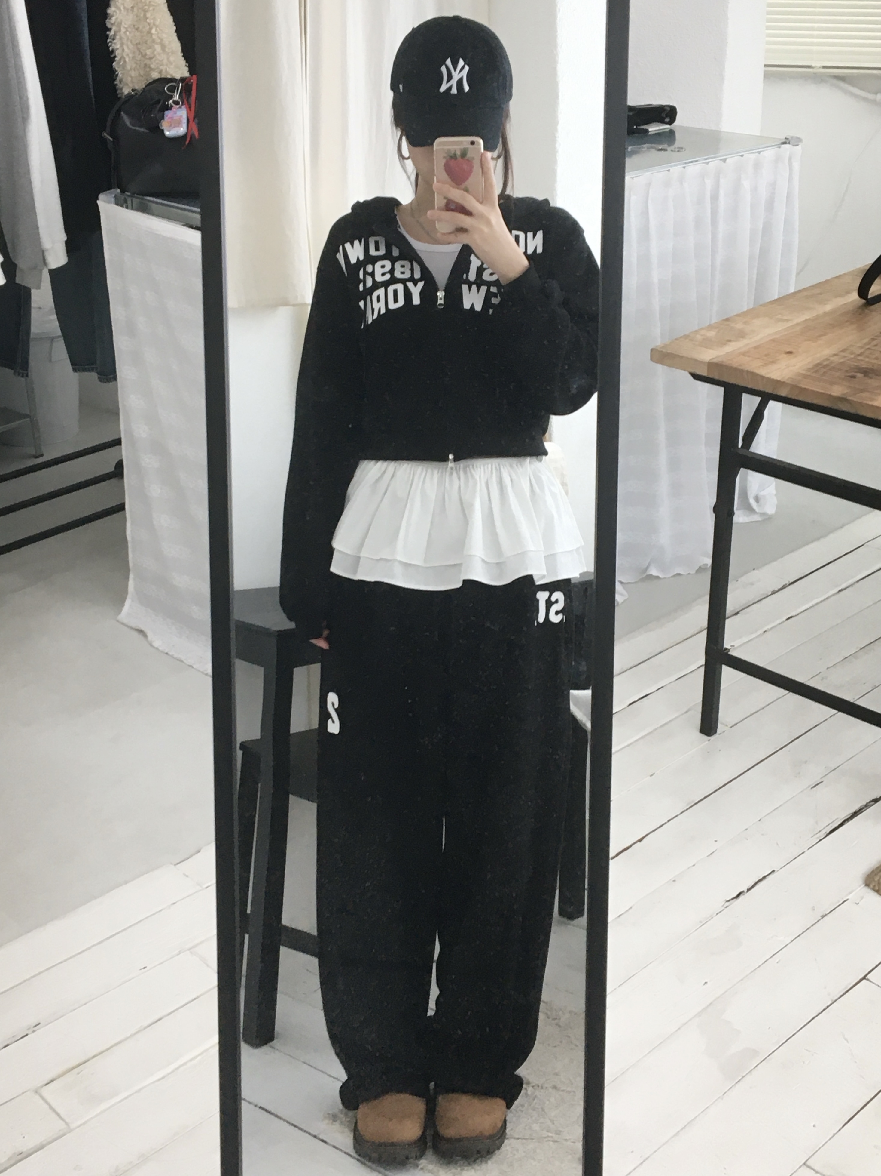 [pants/골반볼륨핏] 패치 롱 와이드 트레이닝팬츠 트레이닝셋업 세트 (3col) 상세 이미지 24