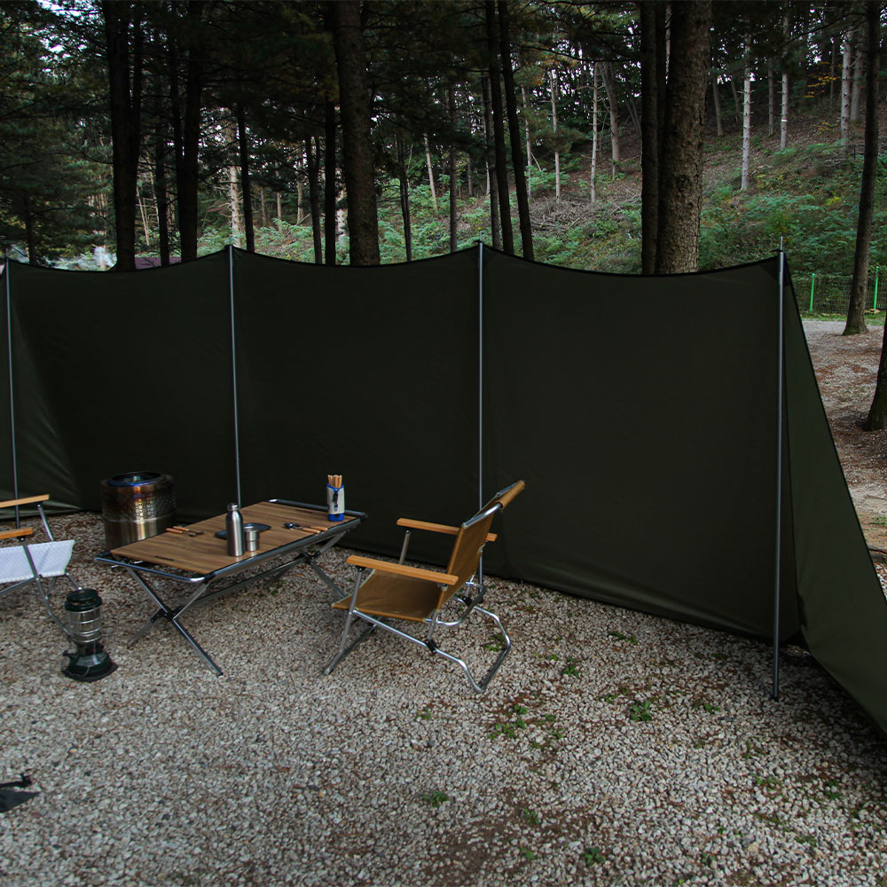 블루폴 하버 윈드스크린 캠핑 타프 사이드월 바람막이 자립형 사이트 가림막 720x160cm, 블랙